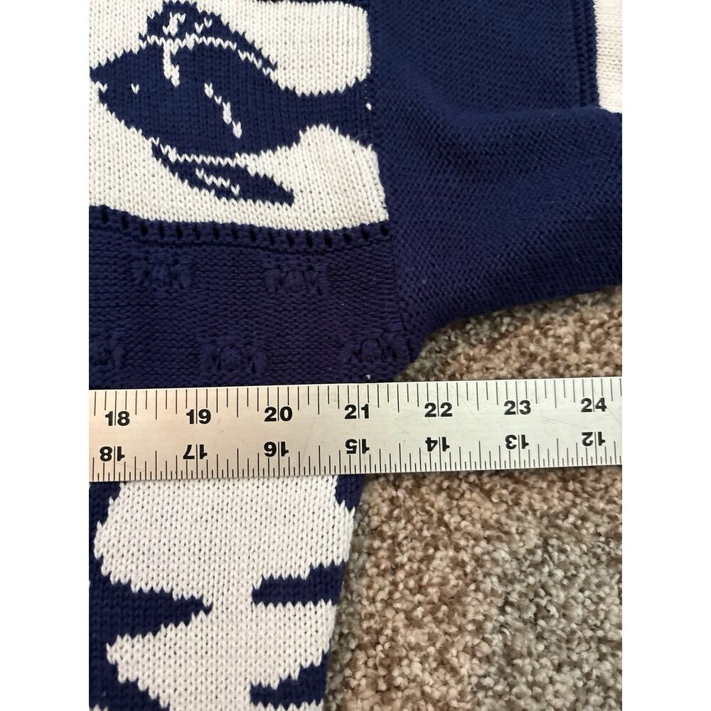 VINTAGE Knitmakers Fish Nautical Sweater Women Large Short Sleeve Navy White - Picture 5 of 6